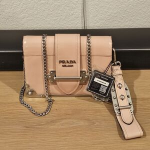 Prada Cahier Shoulder Calfskin Leather Bag